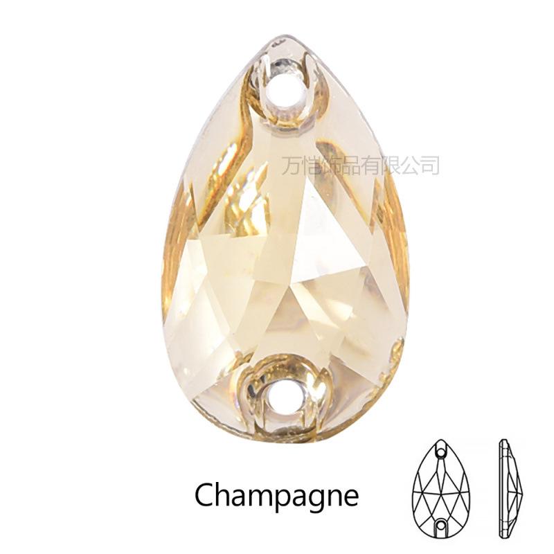 Resin Water Drop Flat Bottom Hand Sewn Drill, Silver Plated Bottom Double Hole Hand Sewn Flat Buckle Diy Clothing Luggage Accessories