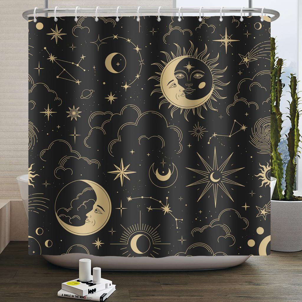Butterfly Moth Moon Phase Shower Curtain Mushroom Floral Sun Star Plant Flower Goth Witchy Waterproof Bathroom Curtain Home Deco