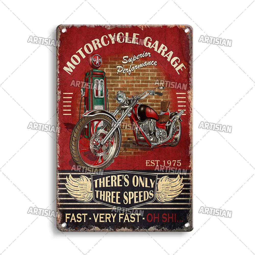 ARTISIAN Rusty Motorcycle Garage Wall Metal Tin Sign Vintage Decorative Plate Man Cave Metal Plaque Club Studio Industrial Decor