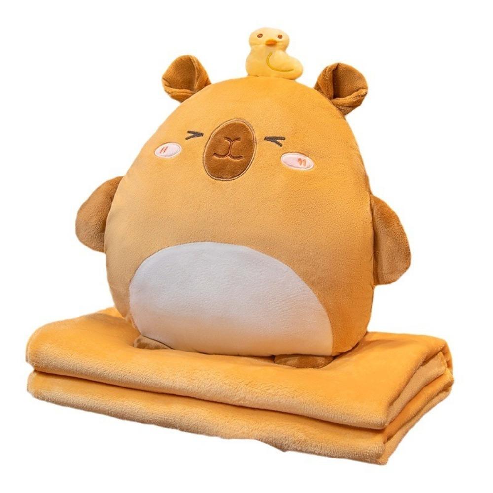 3-in-1 Capybara Throw Pillow PP Cotton Filled Air Conditioning Blanket Cartoon Hand Warmer Animal Pattern Portable Warm Blanket