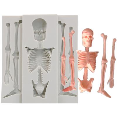 Skeleton Bone Fondant Mold For Cake Decorating Skull Silicone Molds Cupcake Toppers Decor Mold DIY Baking Mold
