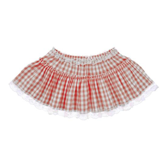 

Мини-юбка со средней посадкой, эластичный пояс, клетчатый принт, кружевная отделка, оборка, короткая юбка-трапеция, юбка для ролевых игр на Хэллоуин XL розовый