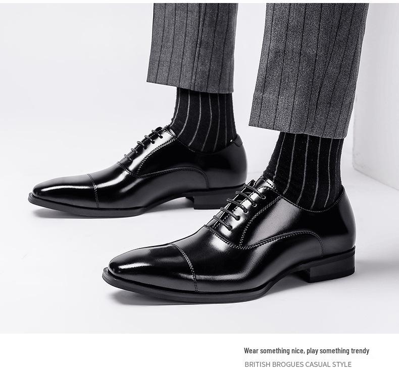 Men's Plus Size Genuine Leather Formal Wedding Shoes - Three-Piece Square Toe Design.