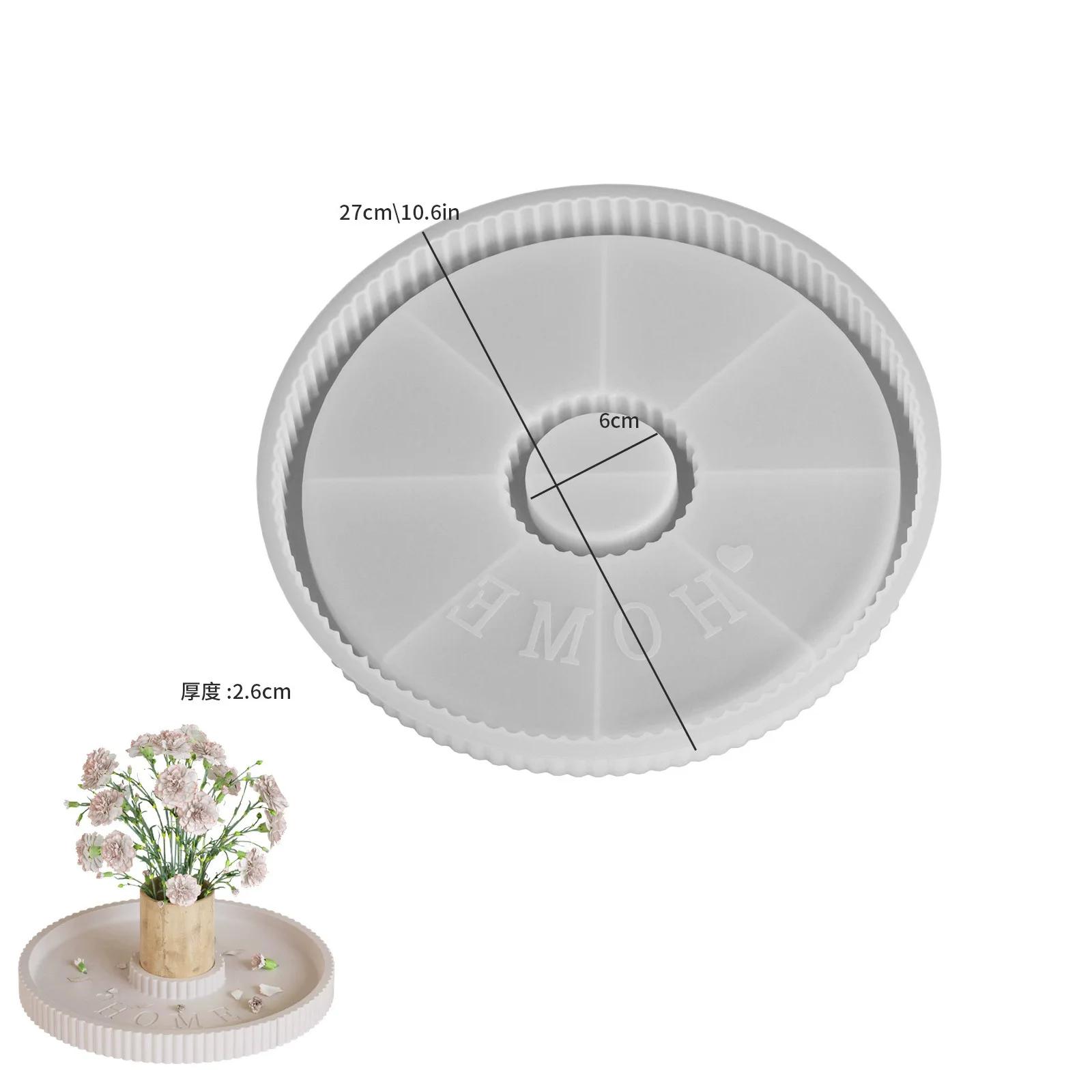 Силиконовые Формы и Поддоны, Полосатые Круглые Тарелки для Хранения, Силиконовые Формы для Ручной Работы, Полые Круглые Гипсовые Диски, для Декора Дома