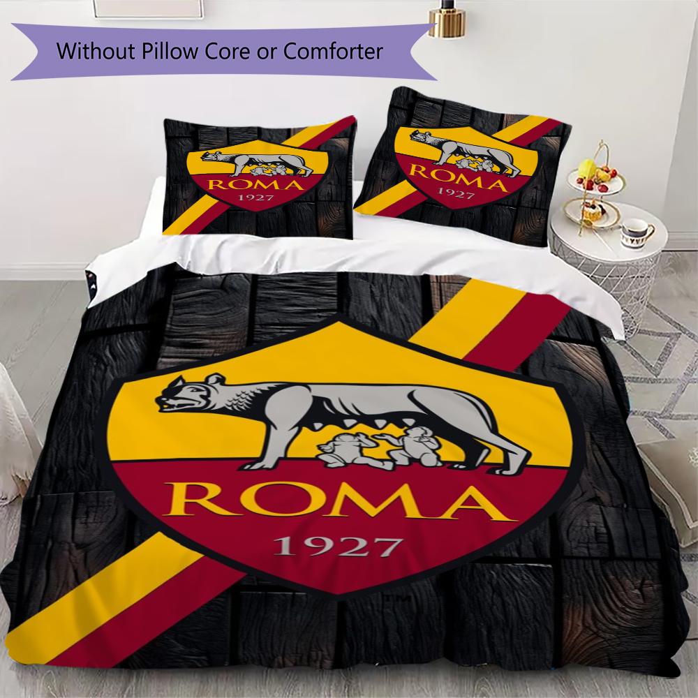 A.S. Roma Muster Bettwäsche-Steppdecken-Set Steppdecke Kissenbezug Heimdekoration Geburtstagsgeschenk (1 Bettbezug + 2 Kissenbezüge (ohne Füllung))03