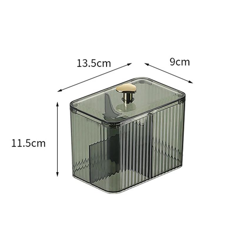 Akryl Bomullspinne Oppbevaringsboks Skrivebord Støvtett Gjennomsiktig Sminkefjerner Leppestift Kosmetikk Oppbevaringsholder Organisering