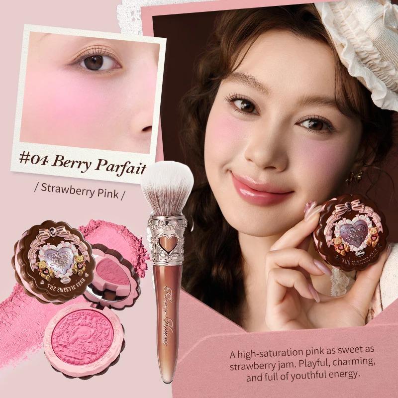 FLOWER KNOWS THE SWEETIE BEAR Rouge Seiden-Satin-Rougepuder Für Wangen Kontur Gesicht Für Ein Natürliches Mattes Finish Veganes Make-up