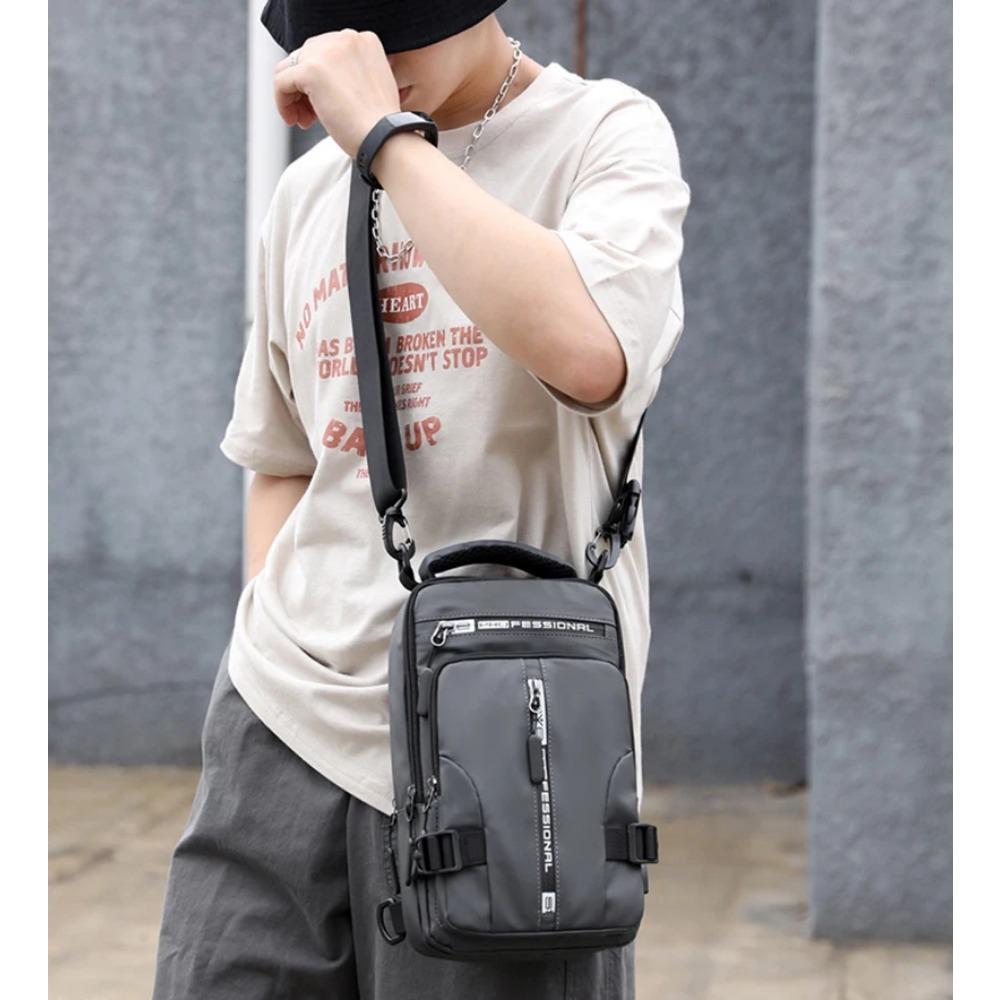 Men Sling Backpack Cross Body Shoulder Chest Bag with USB Charging Port Travel Waterproof Nylon Male Multipurpose Messenger Bags