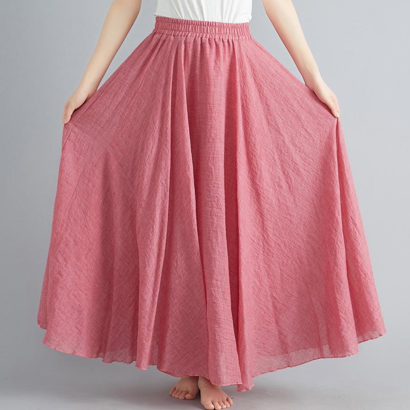 Forest Women's Artistic Cotton Linen Clothes Women Skirts Casual Elastic Waist A-line Skirt