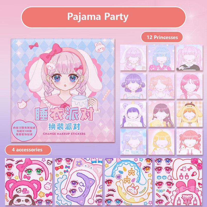 1pc Cute style change sticker book Cartoon Makeup Show Puzzle Cartoon Handmade DIY Sticker Book Little Princess Makeup Book