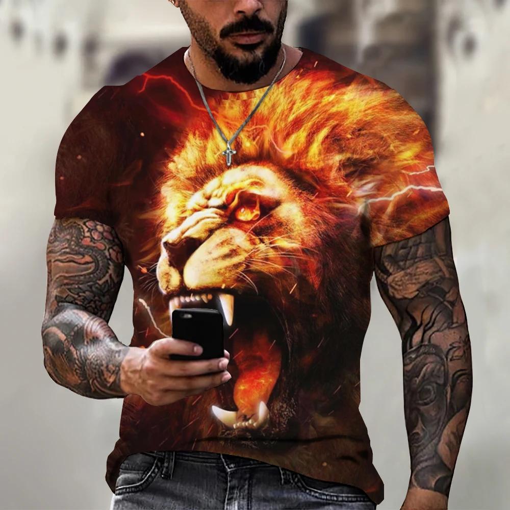 Tiger Fighting Animal Beast Fierce 3d Print T Shirt Summer Men's Short Sleeve Tops Tees Men's Designer T-shirts