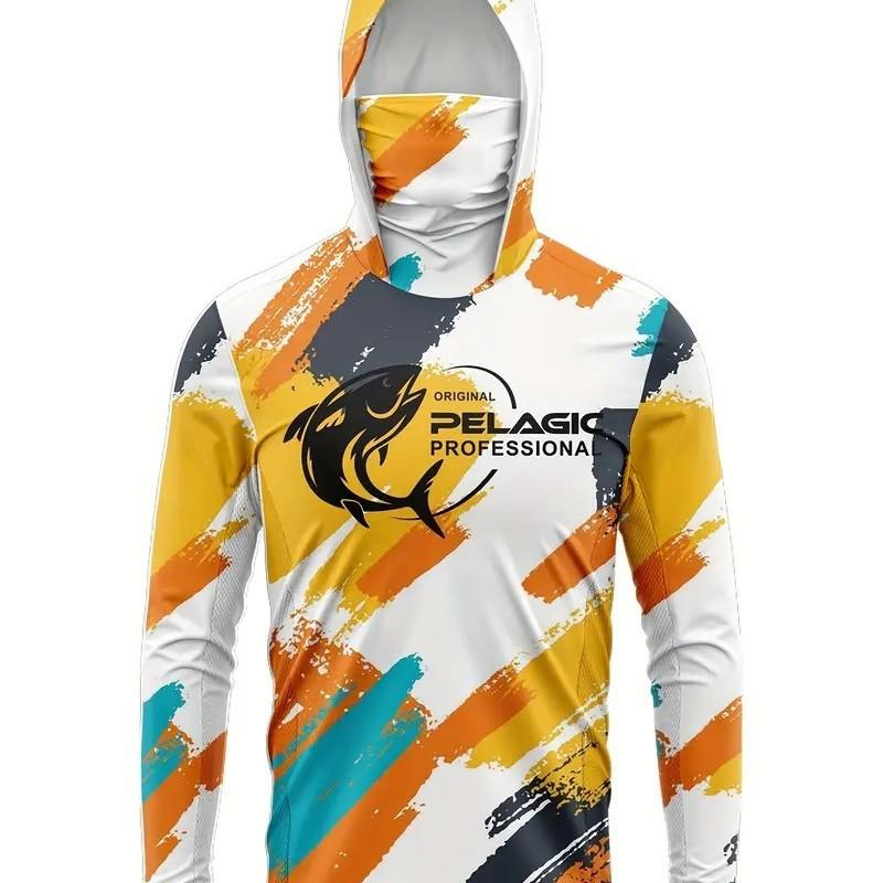 New men's quick-drying fishing shirt outdoor sportswear long-sleeved hooded casual breathable colorful graffiti digital printing