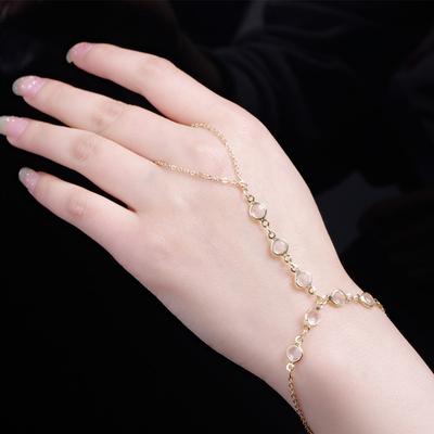 Bohemian Retro Crystal Inlaid Ladies Versatile Temperament Models Directly from the Manufacturer Crystal Beaded Finger Bracelet