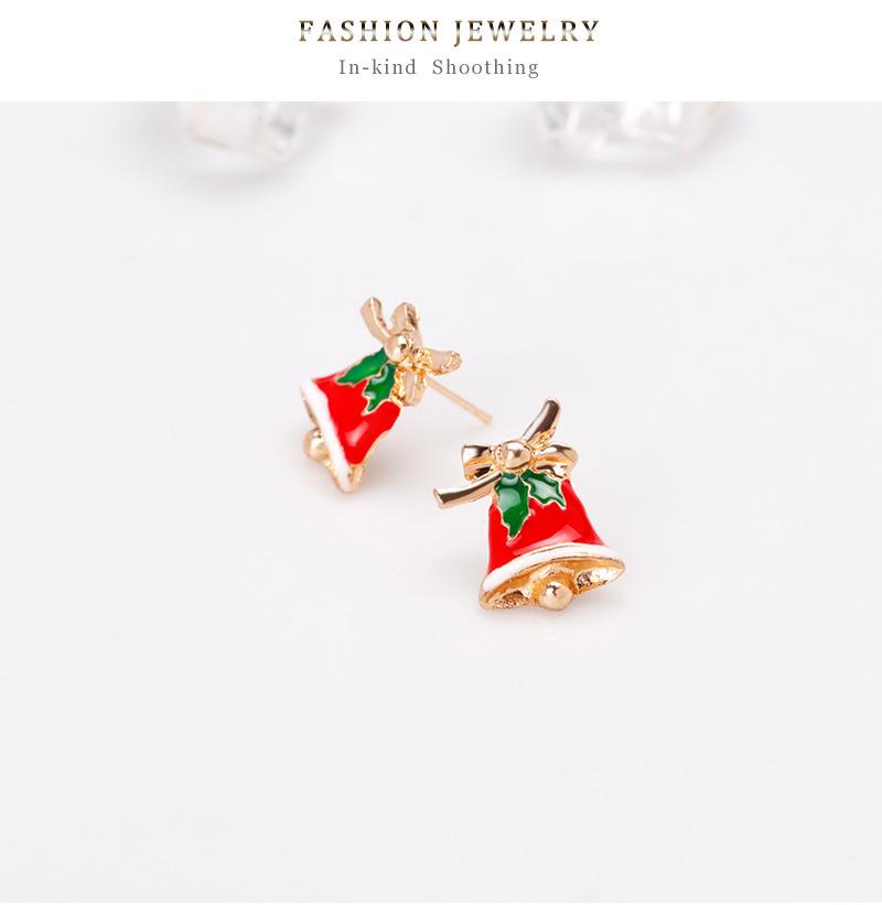 Women Christmas Small Bell Ear Studs Fashionable Earrings Jewelry Decoration for Ladies