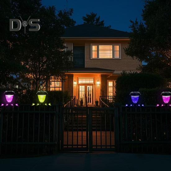 4Pcs Outdoor Decorative Solar Lights Fence Lamps Automatic ON/OFF Waterproof Energy-Efficient Easy To Install Patio Solar Lamps