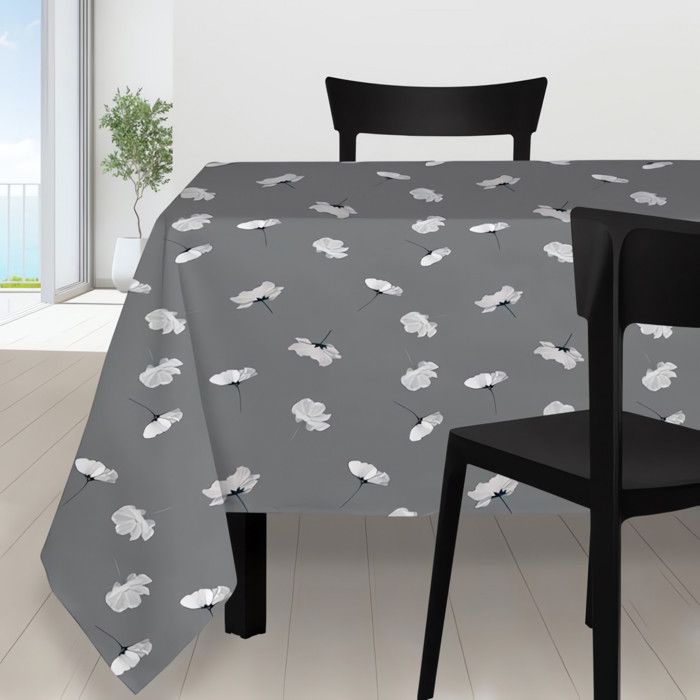 SOLEIL D'OCRE Nappe Pétale - 140x240 cm - Gris