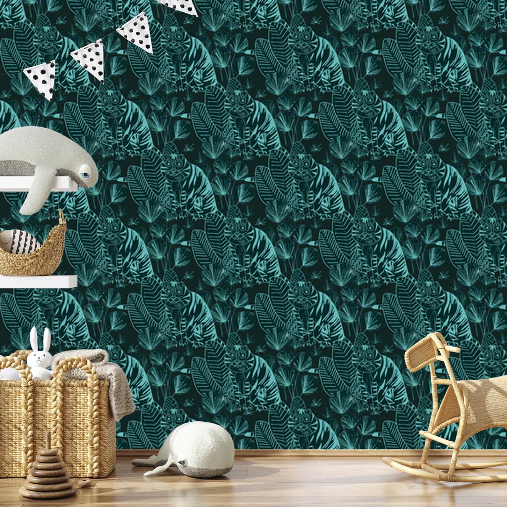 Tigers and Plants Wallpaper for Living Room and Bedroom 50x1000
