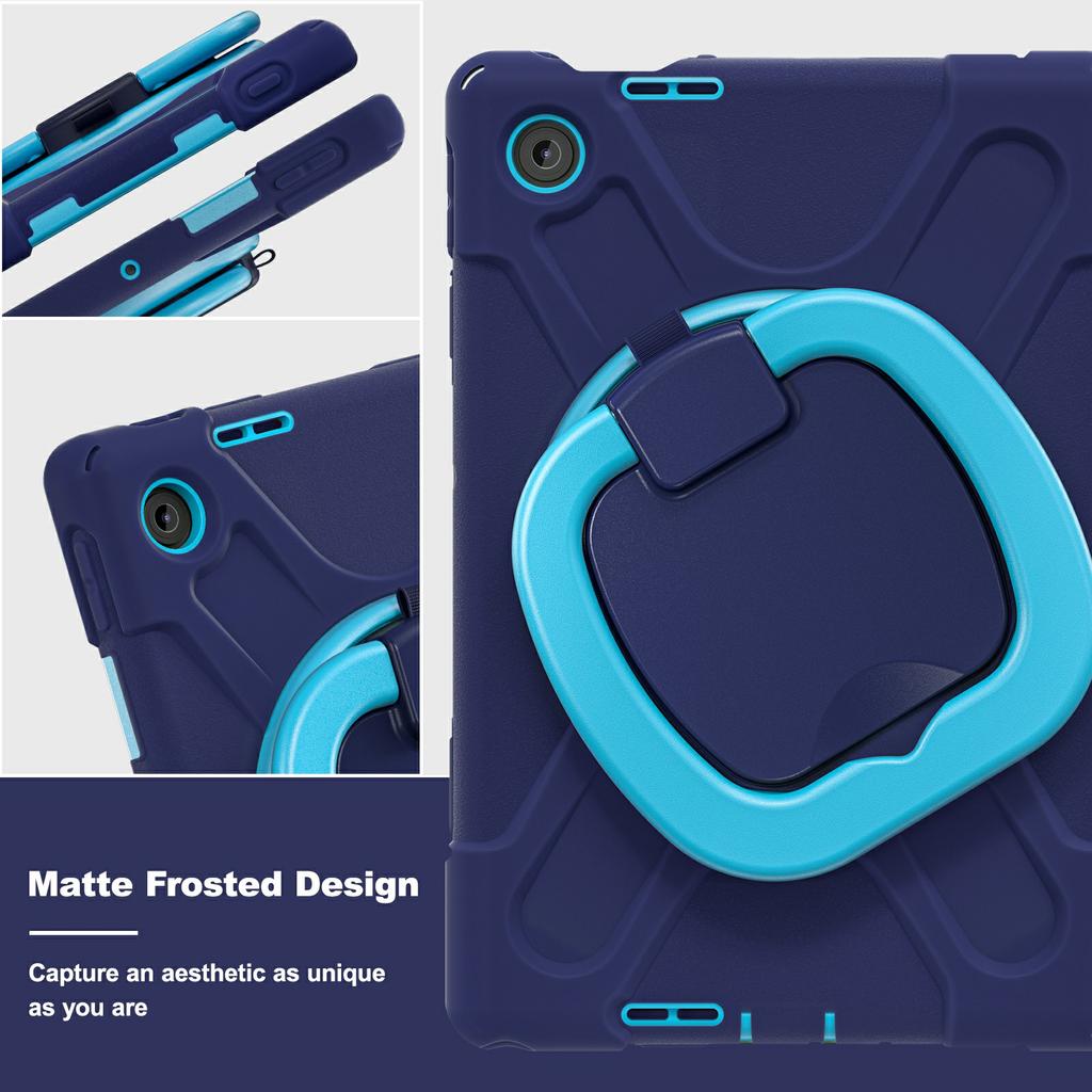 For Lenovo Tab 10.1 (2025) TB311XU/Zhaoyang K10C Case TPU + PC + Silicone Tablet Cover Swivel Kickstand Handle Grip