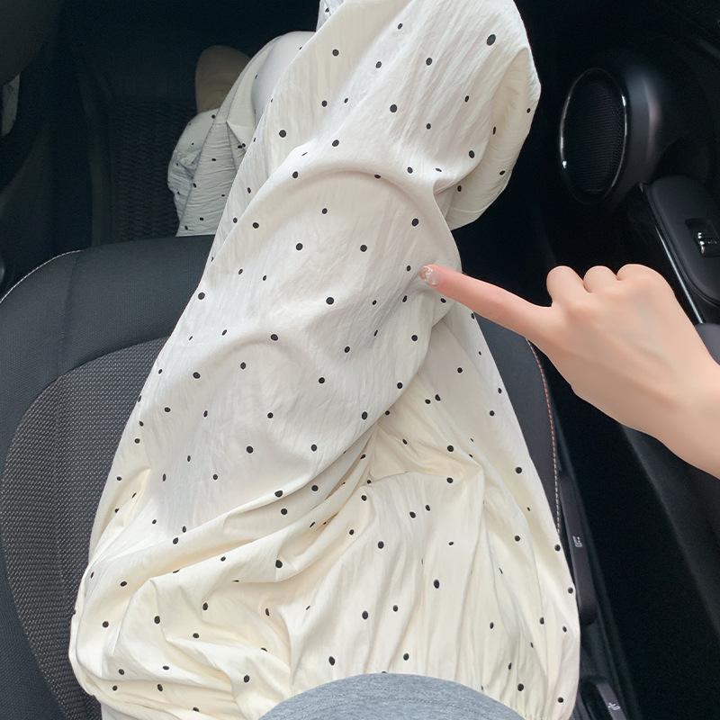 Women's Summer Polka Dot Ice Silk High Waist Wide Leg Pants - White, 2025 Collection