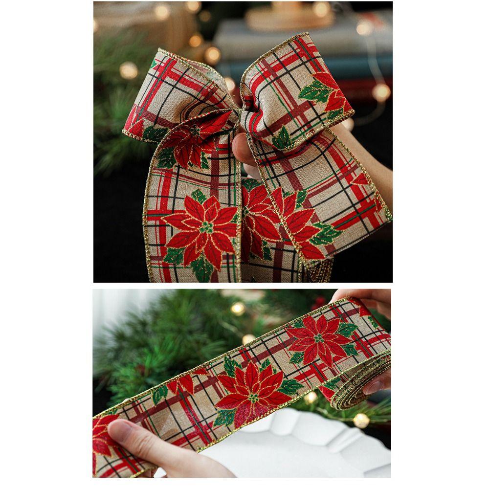 New Christmas Red Ribbon Wrapping DIY 2m Fabric Swirl Ribbon Christmas Tree Ribbon Lmitation Linen Burlap Ribbon
