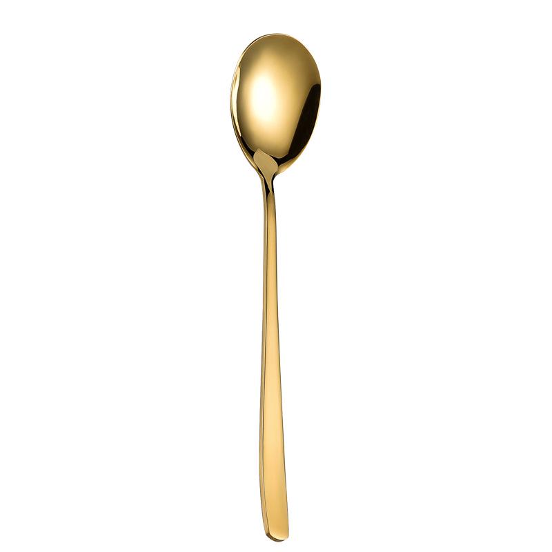 Thickened Long Handle Stainless Steel Korean Spoon & Fork Set for Dessert, Soup, and Ladling