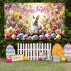 Cute Tulip Eggs Bunny Background Colorful Easter Hanging Banner  Courtyard Indoor Outdoor