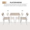 Juego de Comedor de 5 Piezas, Juego de Mesa y Sillas de Comedor con MDF con Veta de Madera y Metal en Gris y Blanco, 1 Mesa y 4 Sillas para Comedor Moderno