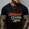 Husband Daddy Hero Retro Colorful T Shirt Fathers Day Best Present Dad Anniversary for Him Vintage Washed Soft Graphic