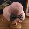 Straw Hat Bowknot Decor Wide Brim Foldable Summer Hat Sun Protection Lightweight Outdoor Travel Sun Hat Sunshade Accessory