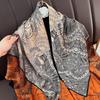 Orange Vine Line Silk Scarf Fashion Printing Square Scarf New Summer Thin Versatile Imitation Silk Shawl Square Scarf