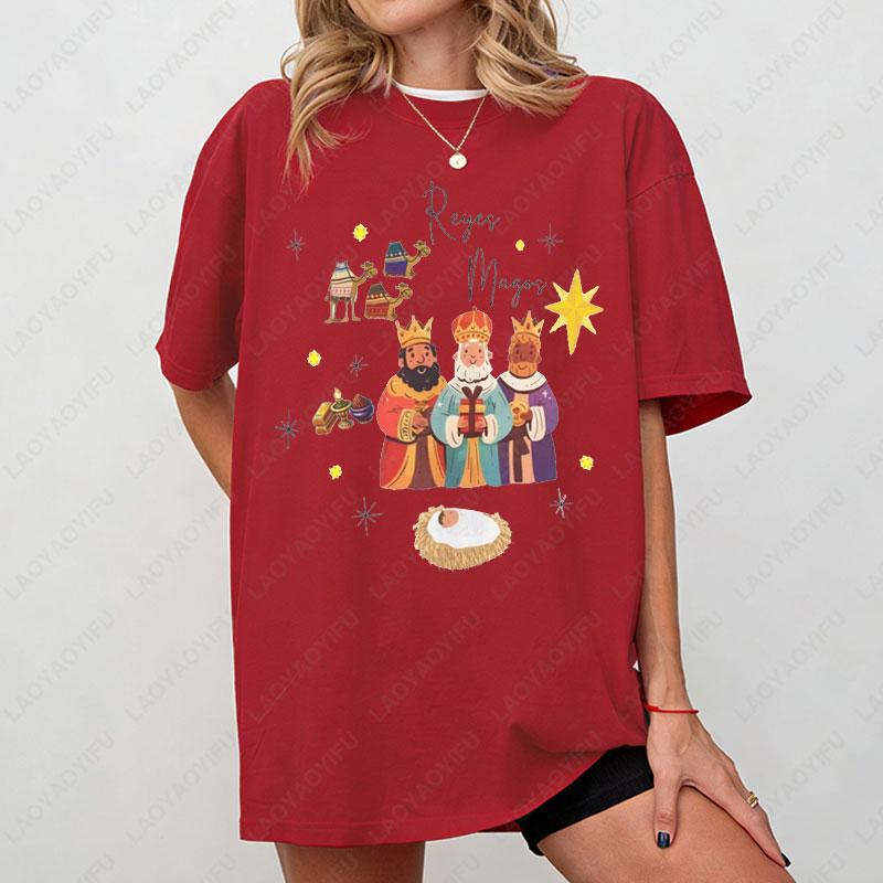 

Reyes Magos Nativity Unisex Tee Wise Men Christmas TShirt Religious Holiday Shirt Three Kings Gift Top Nativity Scene Apparel 4XL