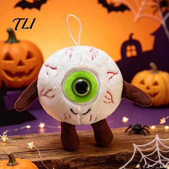 Novelty Eye Plushie Halloween Eyeball Plush Keychain, Funny Scary Stuffed Toy Pendant Polyester Fiber Doll for Backpack, Spooky Mini Bag Charm, Party