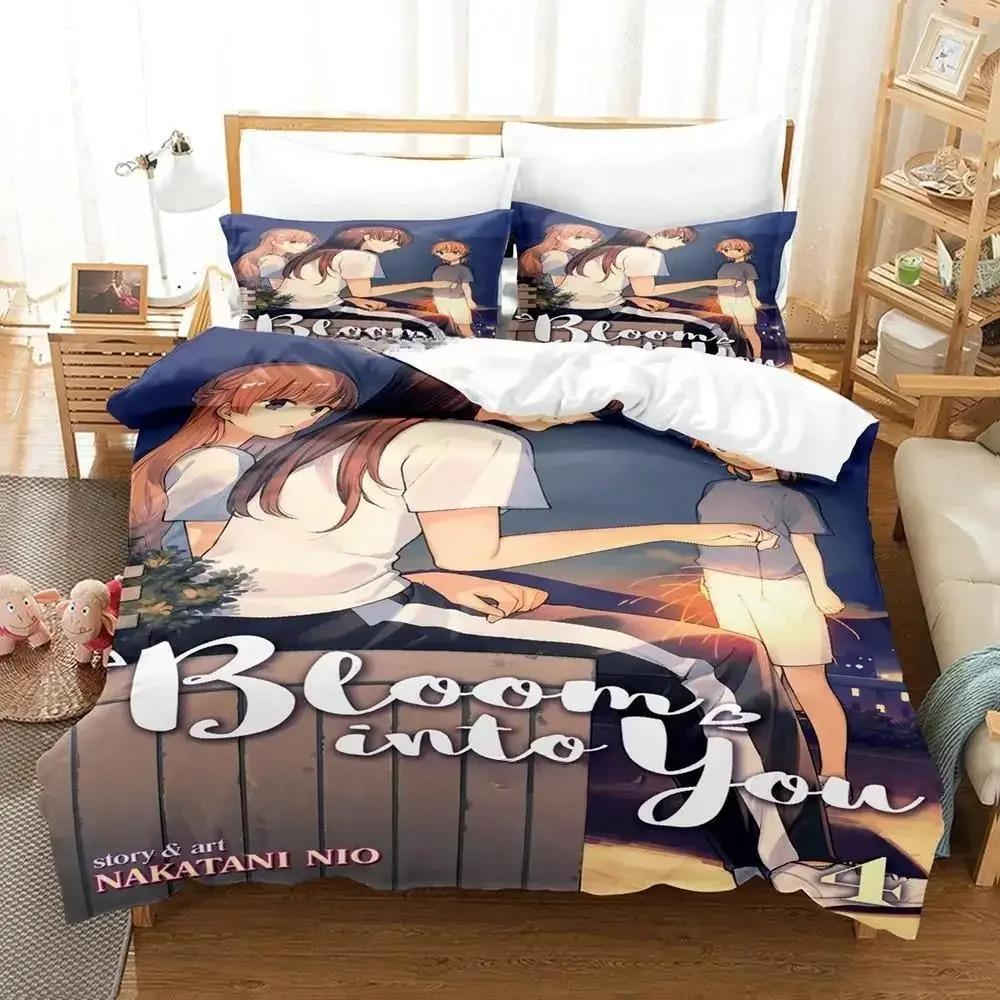 New Bloom Into You Bedding Set Single Twin Full Queen King Size Bed Set Adult Kid Bedroom Duvet Cover Sets Anime Bed Sheet Set