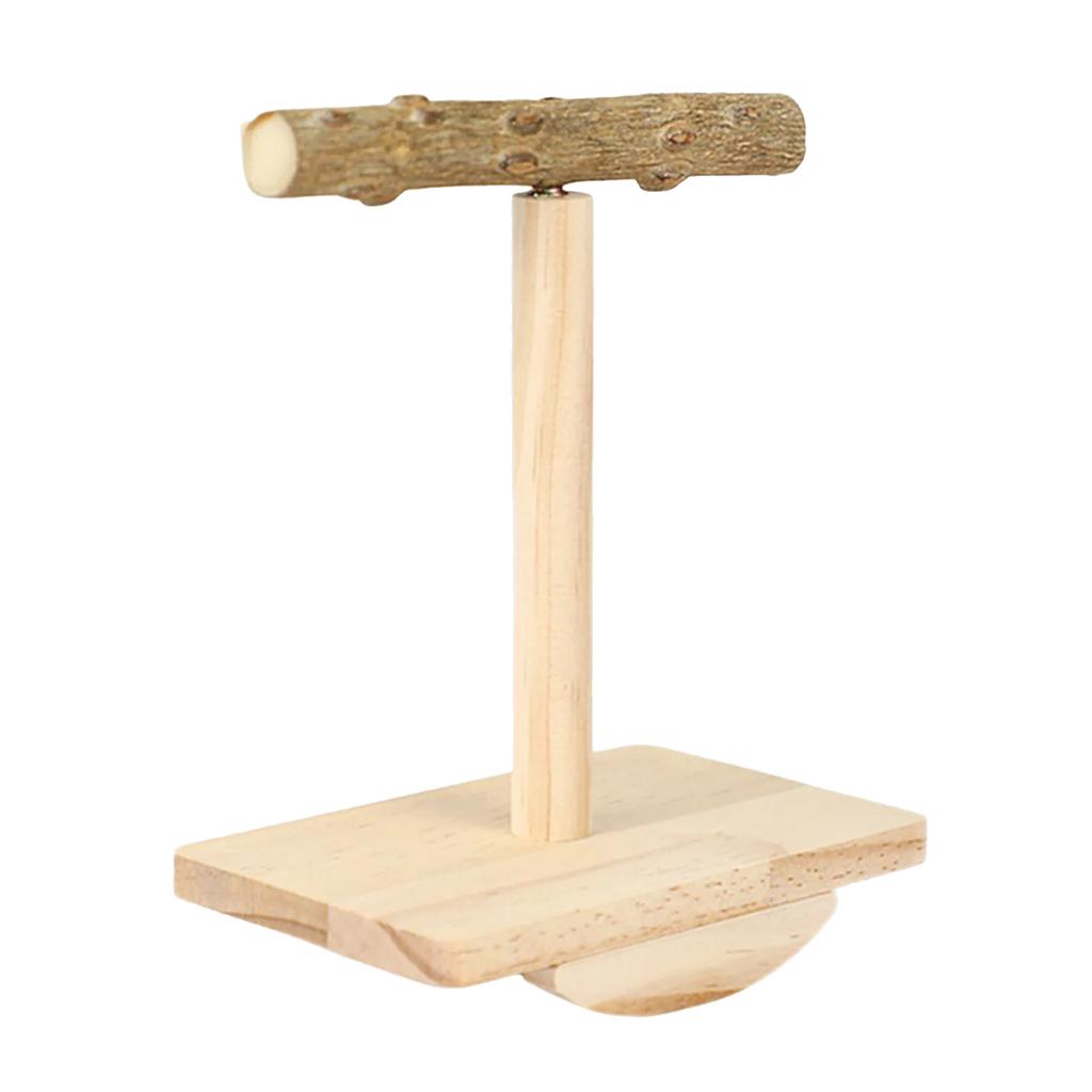 Parrot Rocking Stand Bird Toy Prickly Ash Wood Interactive Spinning Perch for Small To Medium Parrots