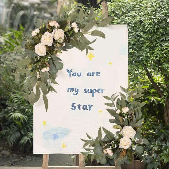 Yousheng 2Pcs Artificial Flowers Vivid Anti-fade No Wither Faux Silk Flower Wedding Welcome Simulated Flower Wedding Supplies