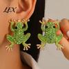 Dangle Animal Jewelry Frog for Women, Rhinestone Stud Earrings, Sparkly Cute Statement Parties Brooch Pin, Vintage Boho Summer Beach Vacation