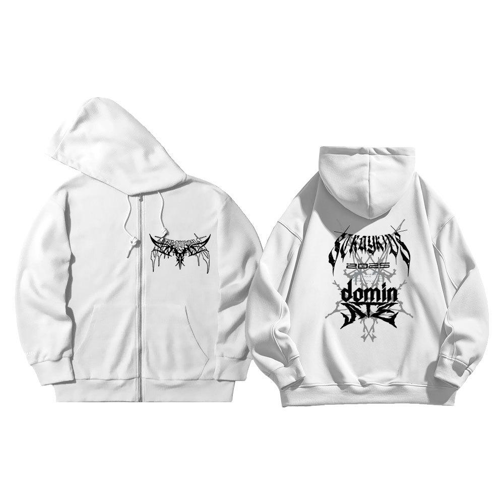 Stray Kids World Tour 2025 Zip Up Hoodie Kpop Merch Gothic Graphic Print Oversized Sweatshirt Casual Streetwear Jacket for Unisex Men Women Fans