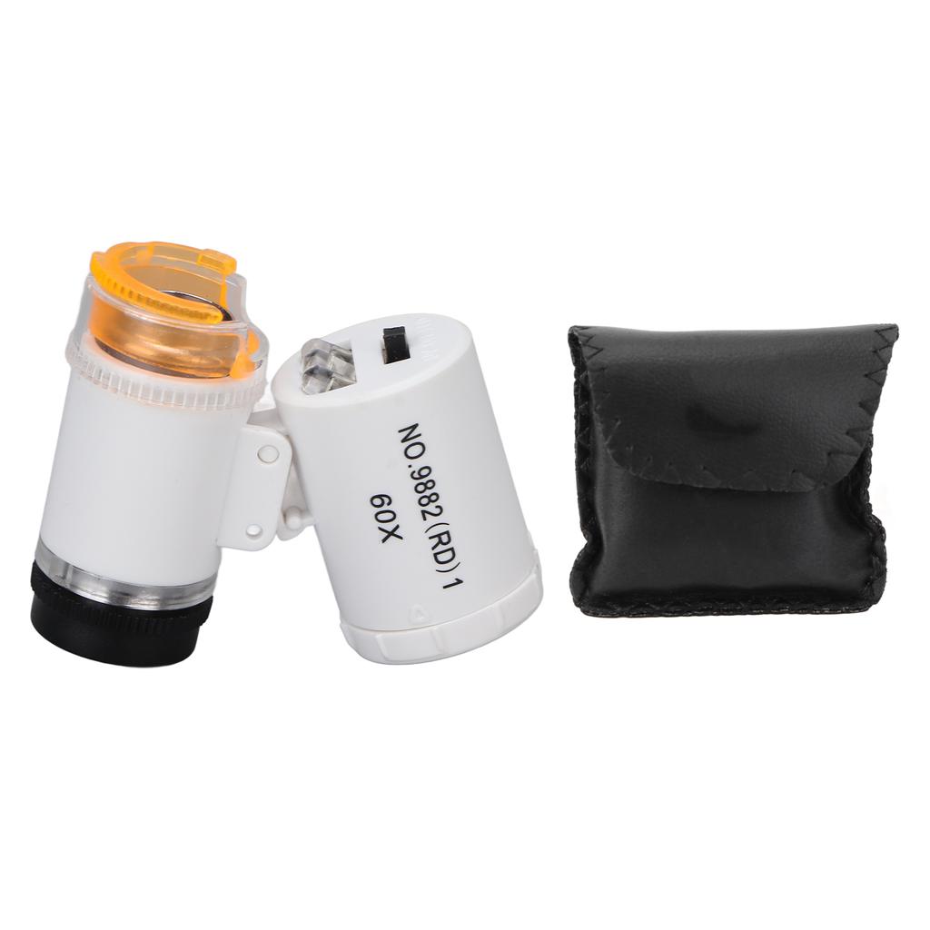 60X miniaturní zvětšovací lupa Přenosná pokladní lupa Detektor LED Light Pocket Microsc