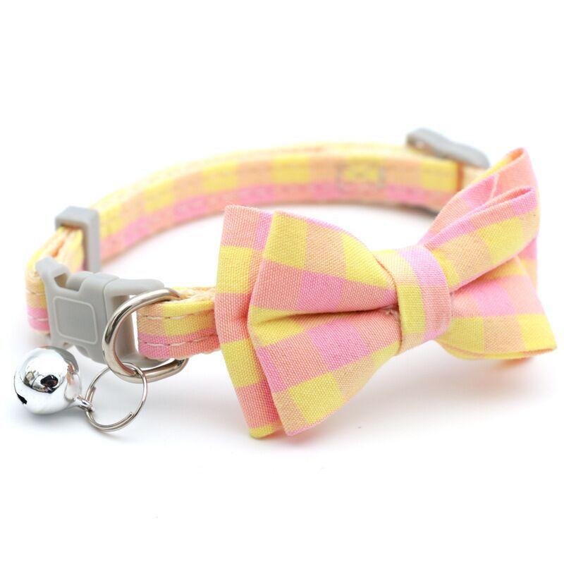 1pc Cute Cat Collar Small Puppy Cat Dog Collars Bow Kitten Collar Bowknot Necklace With Bell For Dog Cat Chihuahua Pet Supplies