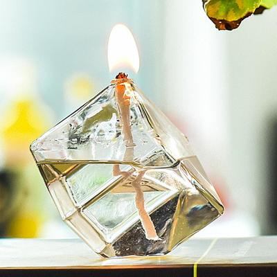 Lampe en Verre Rechargeable Soufflé Brûlant Artisanat Porte-Bougie Chauffe-Plat Sans Fumée