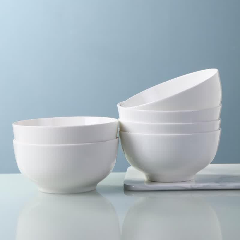 Jingdezhen Minimalist Pure White 6-inch Bowls (Set of 6)