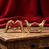 Vintage Brass Heart-Shaped Hand Statue, Love Hand Sculpture Model Ornament Home Office Desktop Decor