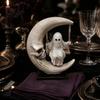 Holiday Souvenir Halloween Ghost Swing Figurine, Spooky On A Moon Statue, Unique Ornament Resin Gothic Home Decoration for Desktop, Mantel, Fireplace,