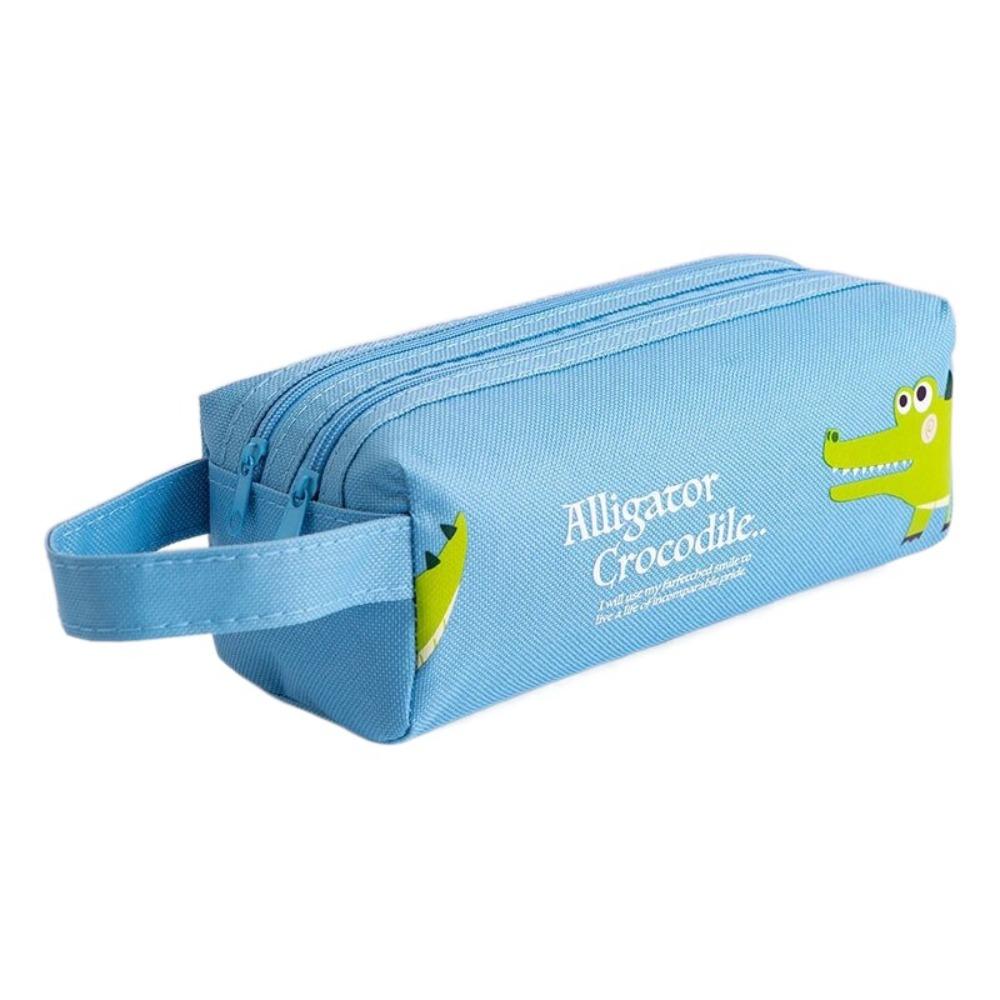 New Large Capacity Pen Bag Cartoon Multifunctional Pencil Bag Portable Double-layer Pencil Case Kid Stationery синий