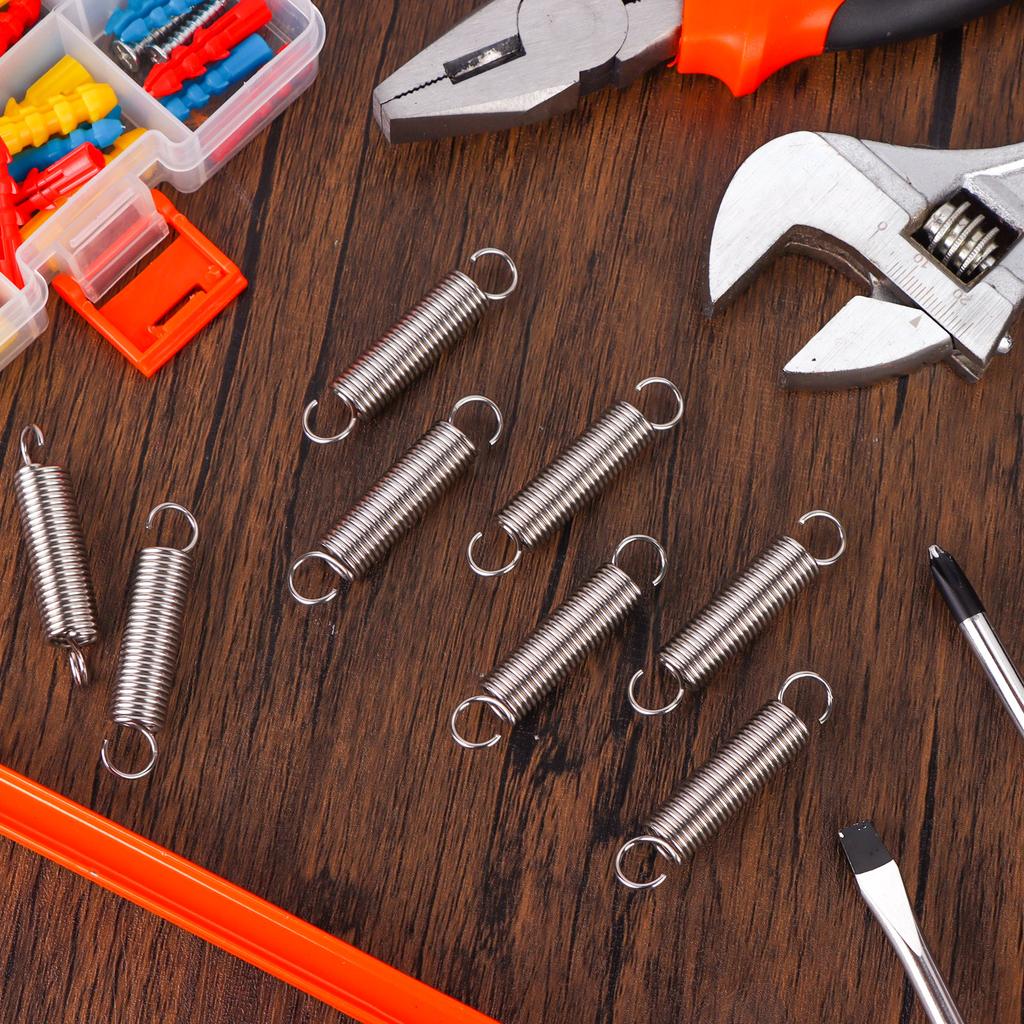 12Pcs Extension Spring 2/5 Inch X 1-9/10 Inch, 0.047 Inch Spring Steel Dual Hook Tension Springs Steel Hook Ends Construction Te