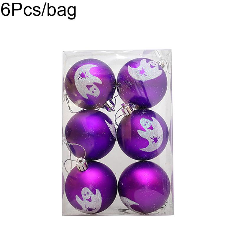 6PC/Box Halloween Tree Hanging Decor Home Plastic Halloween Ball Ornaments Terrible Atmosphere Hanging Balls Party Decorations