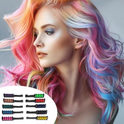 10Pcs Disposable Hair Dye Comb 10 Colors Individually Packaged Temporary Hair Chalk for Wet Dry Hair Washable Non-Damaging Instant Hair Coloring Tool