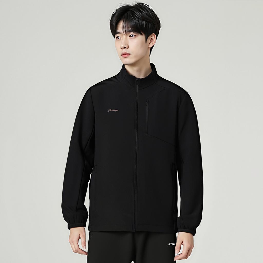 Li Ning Stand Collar Solid Color Casual Versatile Fleece Sports Cardigan Sweatshirt Men Sweatshirt AJDV341-1