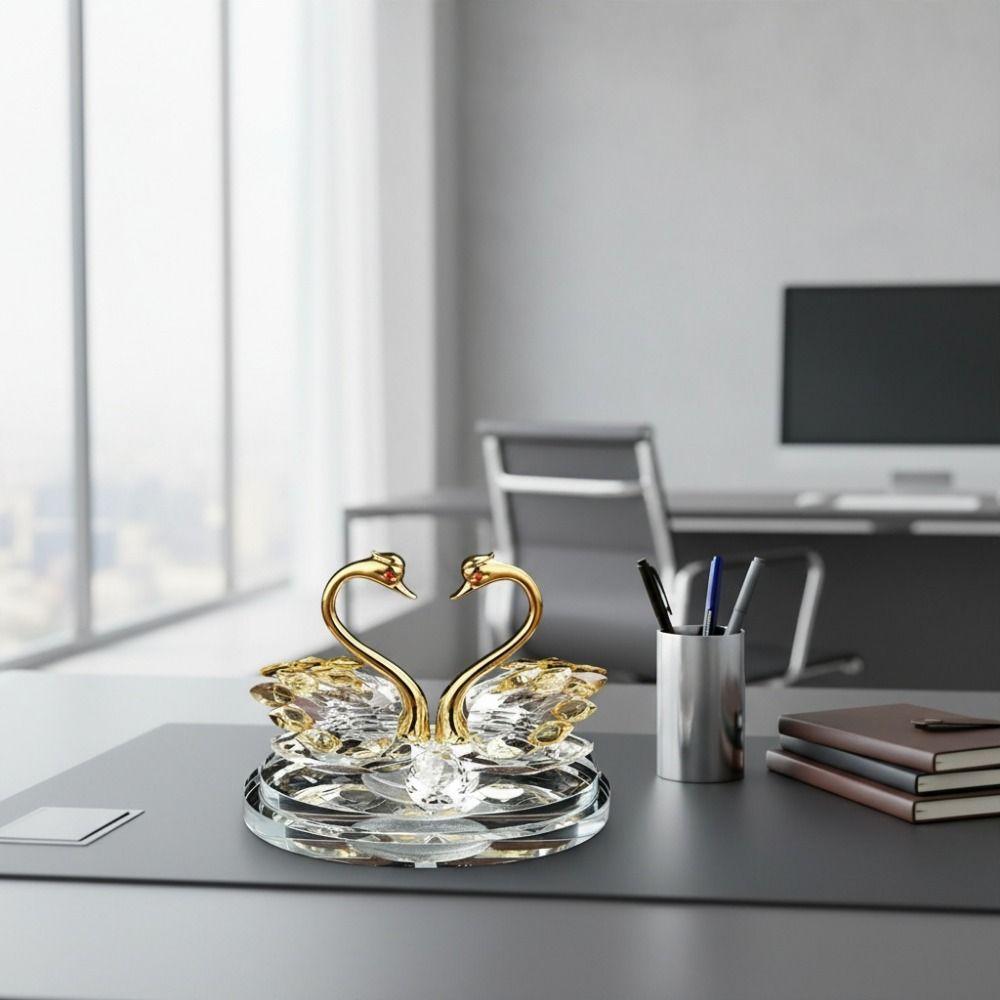 -encrusted Swan Figurines Exquisite Crystal Home Decoration Glass Swans  Car Interior