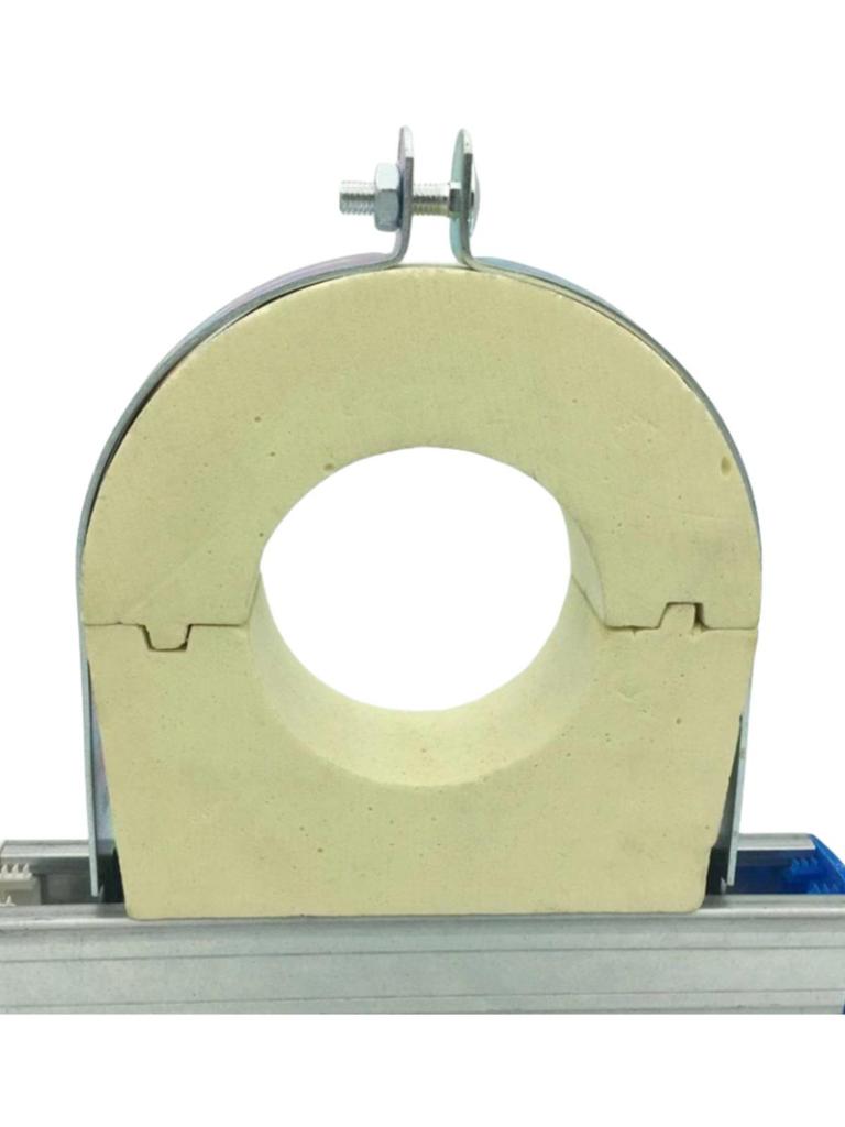 Braçadeira Amarela de Poliuretano para Tubo de Ar Condicionado com Isolamento de Cobre, Suporte Sísmico, Canal C e Fixador para Canal P.
